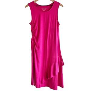 SOFT SURROUNDINGS BIJOU WOMEN DRESS PINK RUFFLED RUCHED SLEEVELESS MEDIUM NEW
